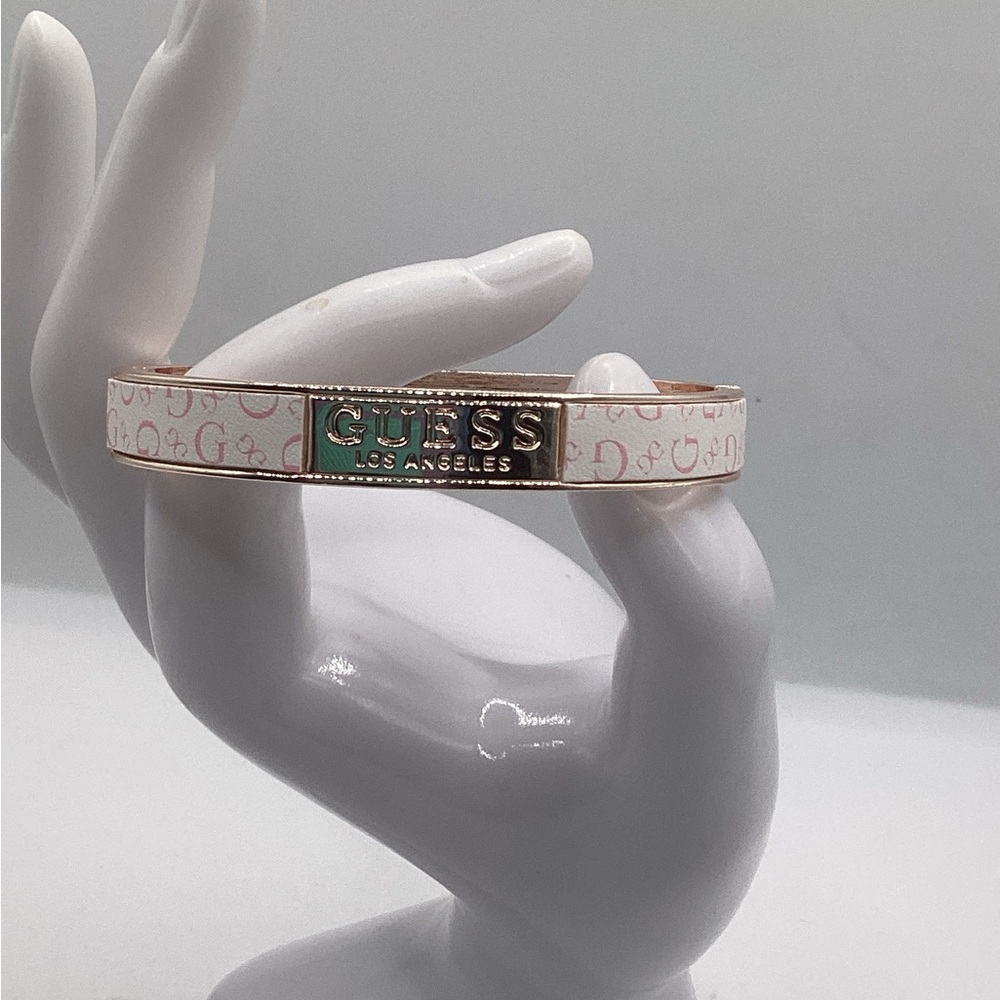 Guess White and Gold Logo Bangle